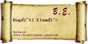 Bogáti Elemér névjegykártya